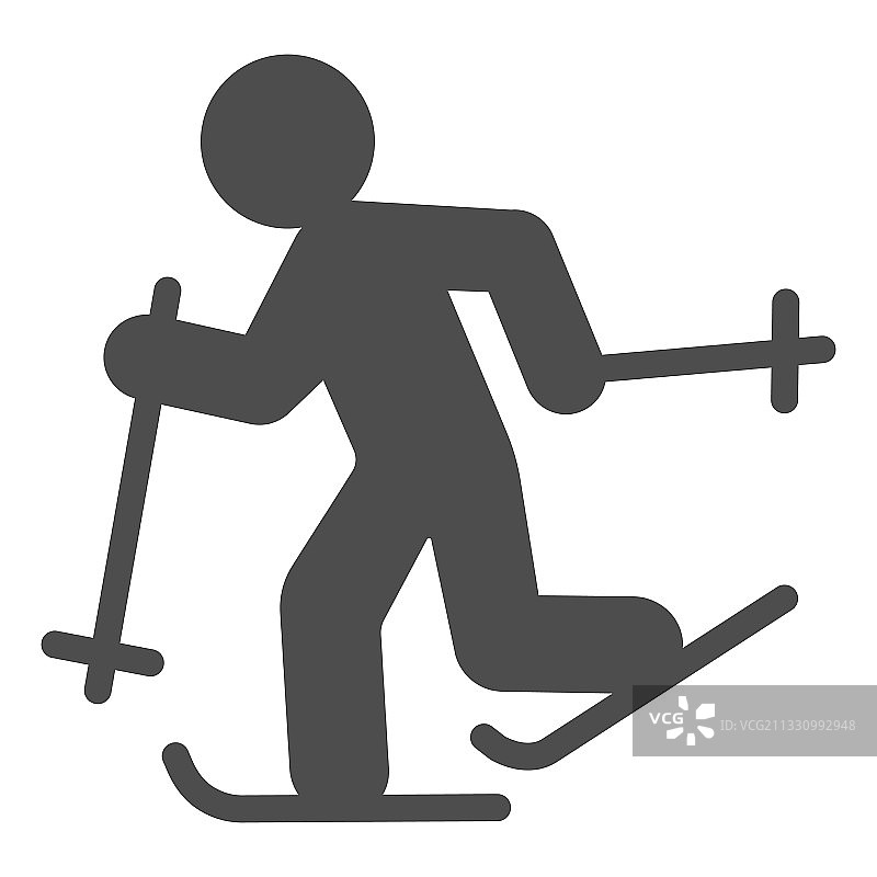 奔跑的滑雪者实体图标冬季概念图片素材