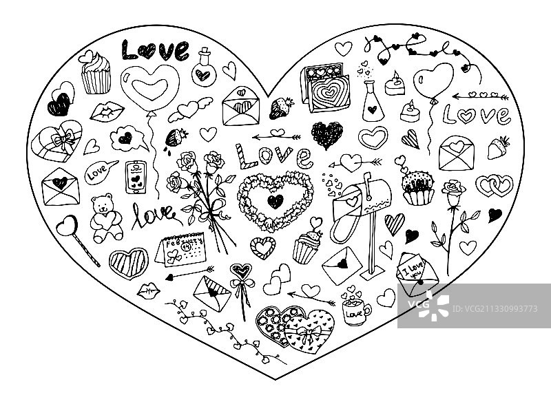 情人节手绘元素合集图片素材