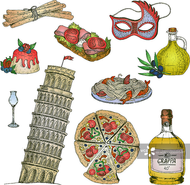 意大利彩色元素合集图片素材