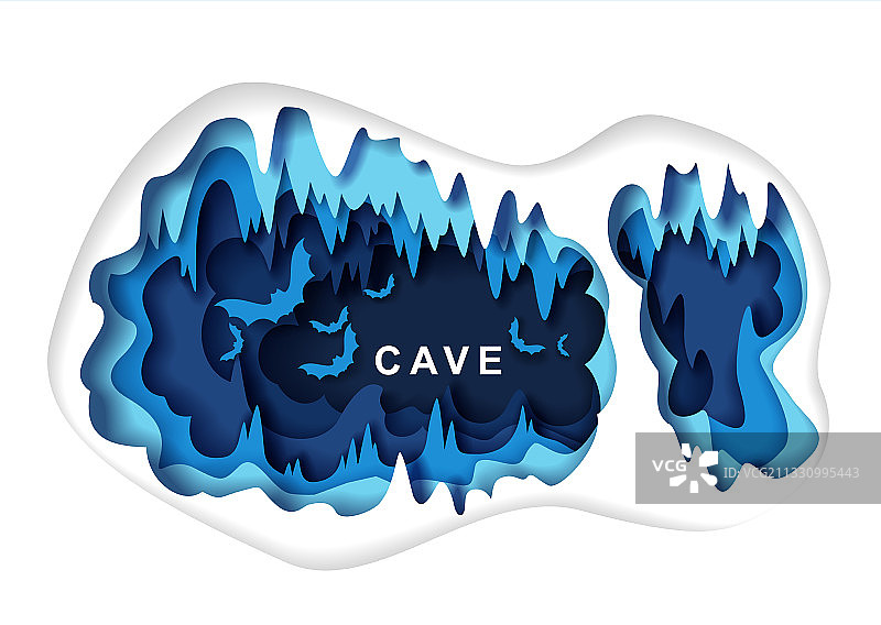 剪纸工艺风格的蝙蝠剪影山洞图片素材