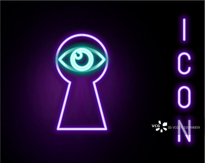 霓虹灯钥匙孔眼睛图标图片素材