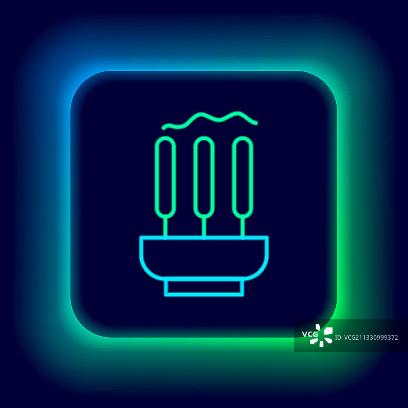燃烧的香薰发光霓虹线图标图片素材