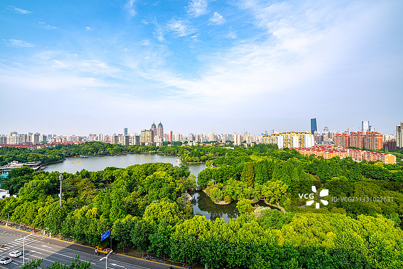 上海城市长风公园全景图片素材