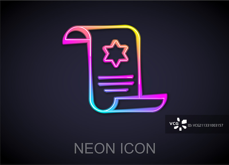 发光霓虹灯线条妥拉经卷图标图片素材