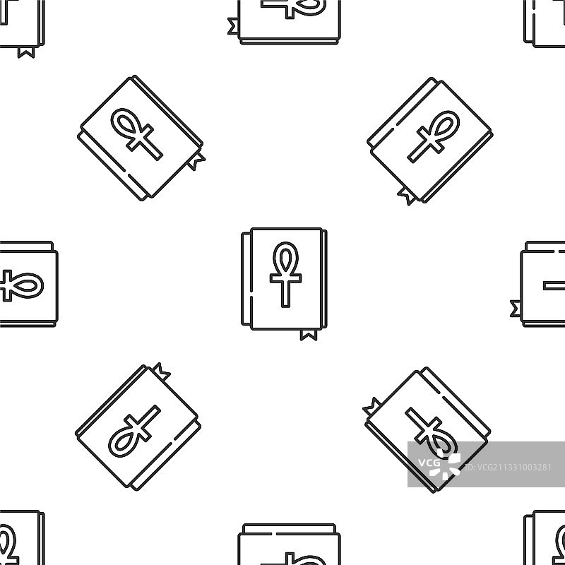 灰色线条十字安卡书籍图标无缝背景图片素材