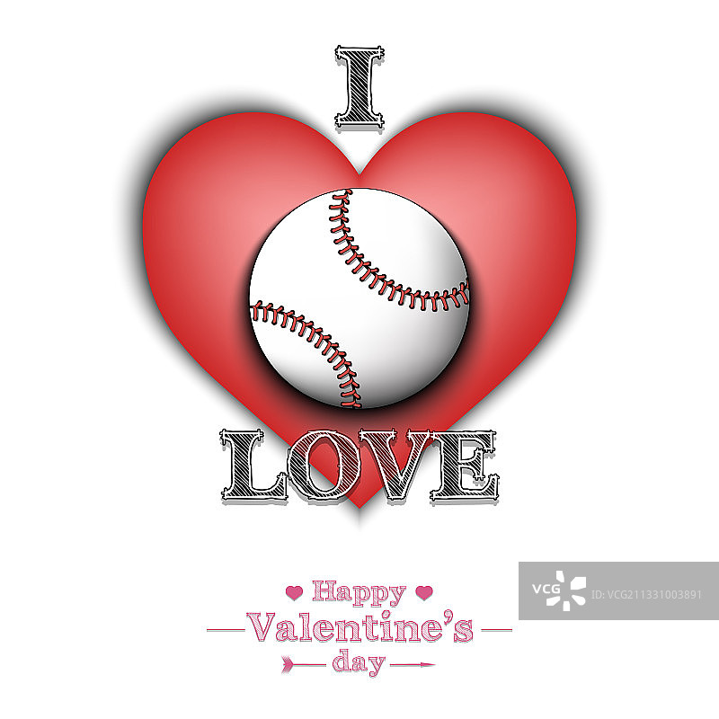 我爱棒球，情人节快乐图片素材