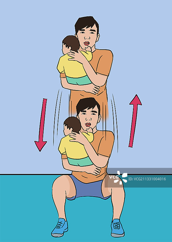 亲子活动报孩子锻炼健身休闲生活方式插画图片素材