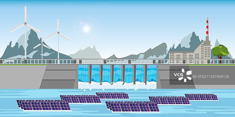 水上漂浮的太阳能发电站图片素材