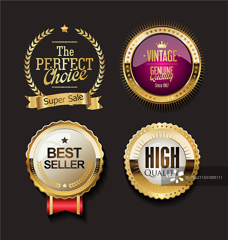 金色徽章标签合集 06325图片素材