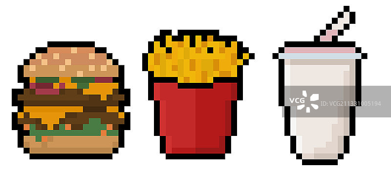 像素快餐食品合集图片素材