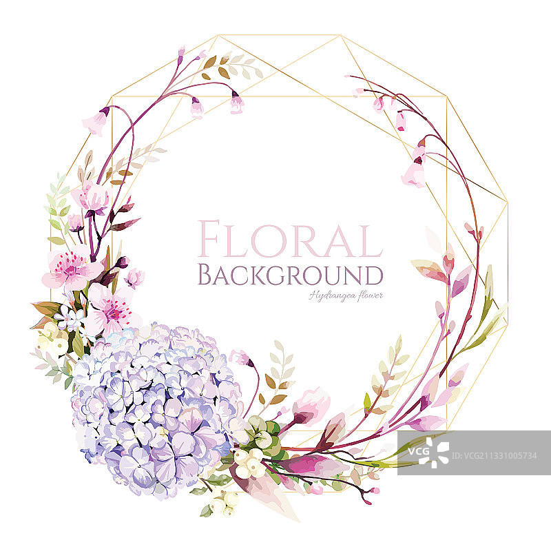 绣球花与樱花花环图片素材