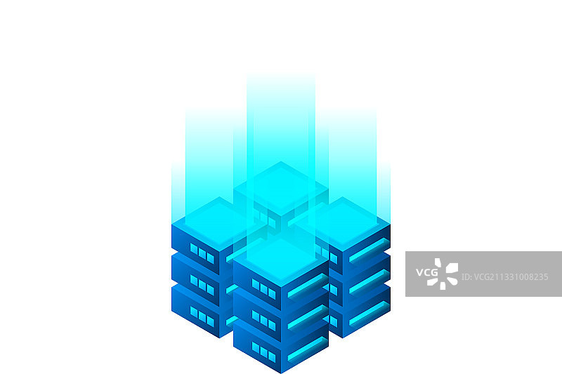 数据中心等距抽象3d主机服务器图片素材