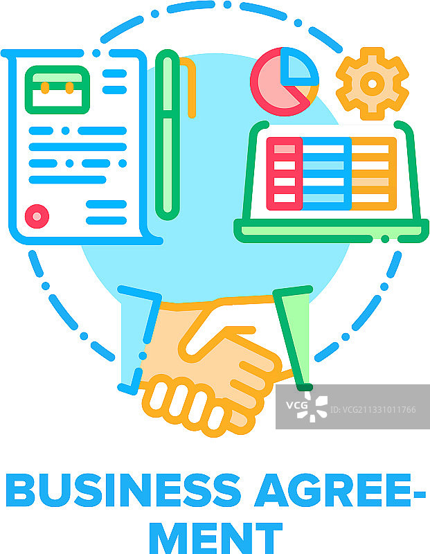 彩色商务协议签约概念图片素材