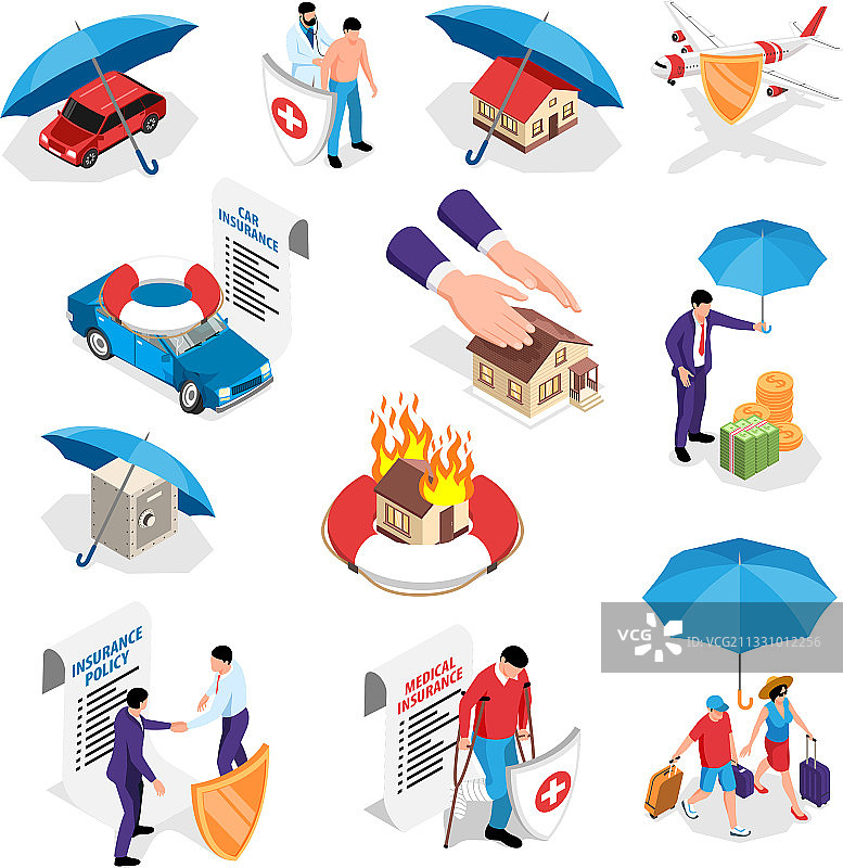 保险2.5D图标集图片素材