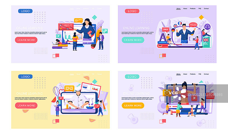 在线学习着陆页模板图片素材