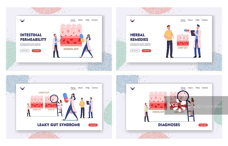 肠漏着陆页模板，迷你医生图片素材