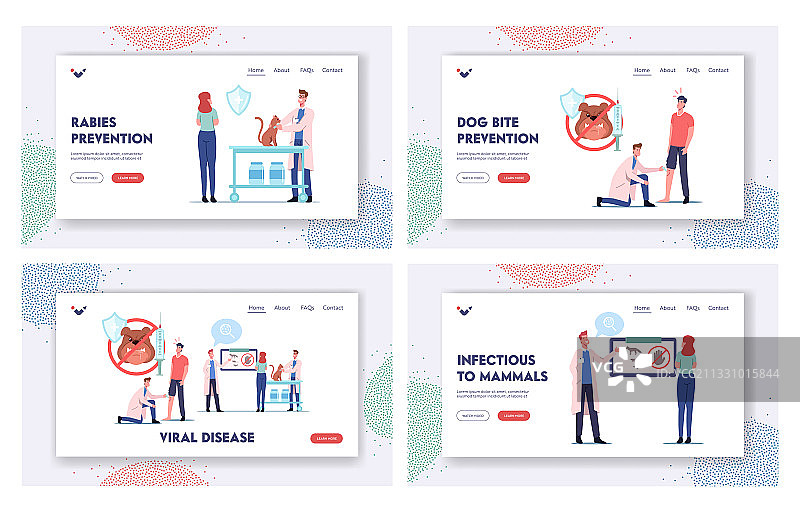 狂犬病病毒疾病着陆页模板集图片素材