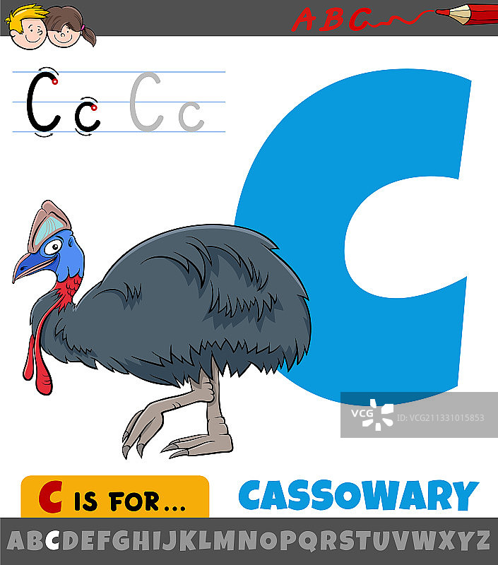 字母C卡通食火鸟图片素材