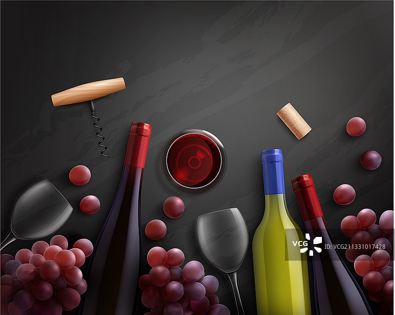 逼真葡萄酒构图图片素材