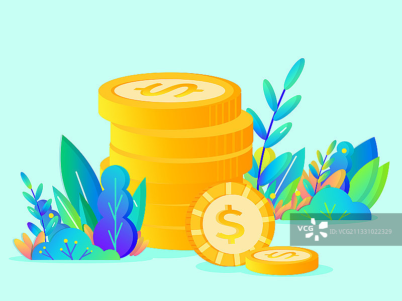 金融金币几何插画图片素材