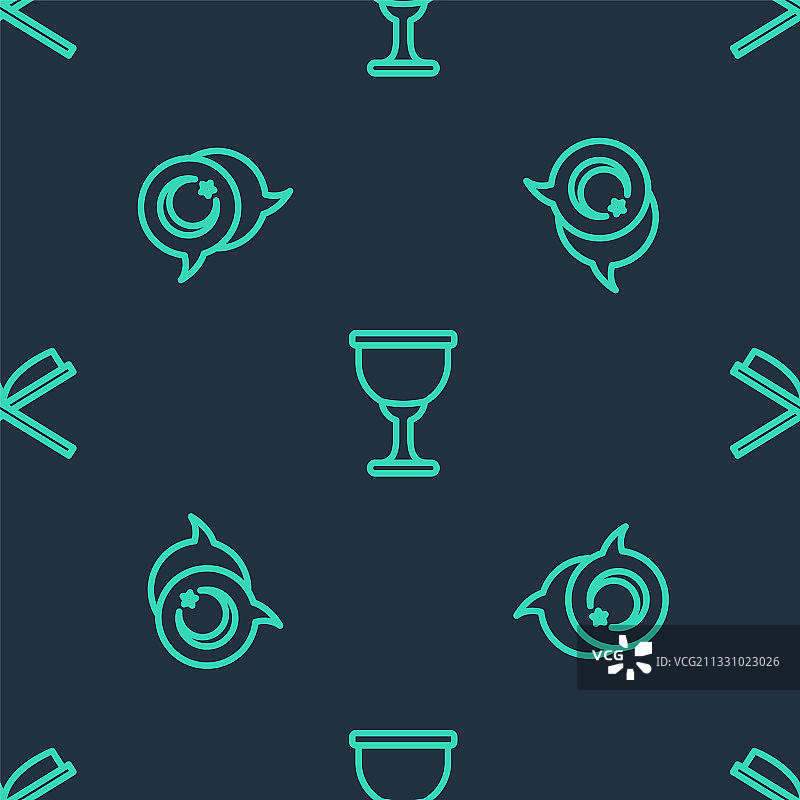 圣杯、星月图案线条组合图片素材