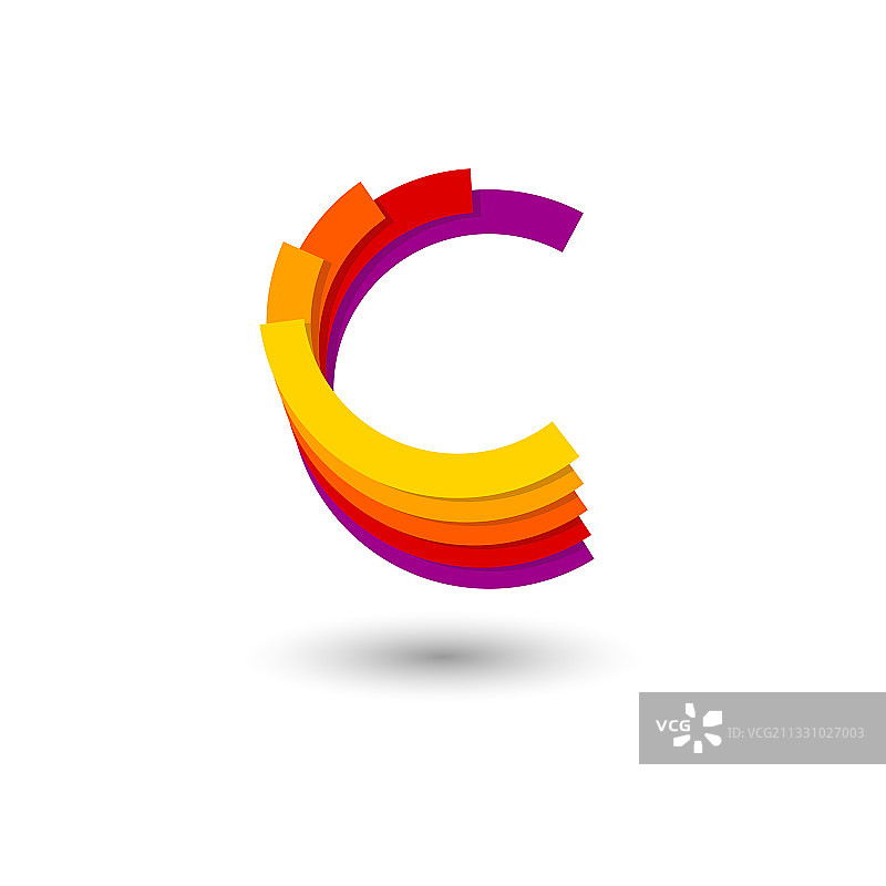 字母C由动态卷曲形状组成图片素材