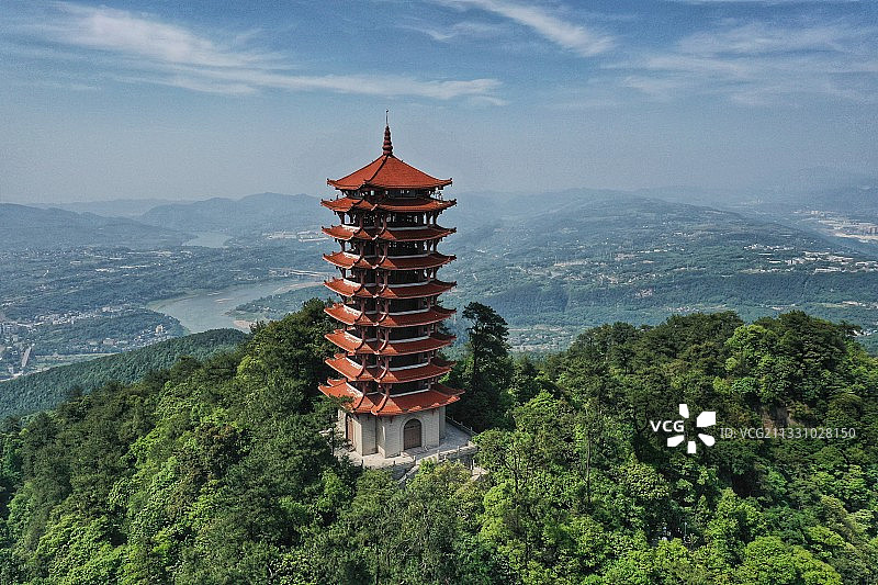 重庆北碚缙云山航拍图片素材