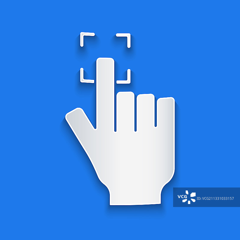 蓝色背景上的指纹剪纸风图标图片素材