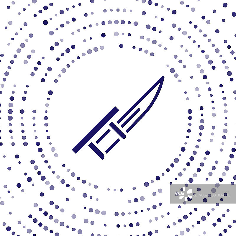 白色背景上孤立的步枪上的蓝色刺刀图标图片素材