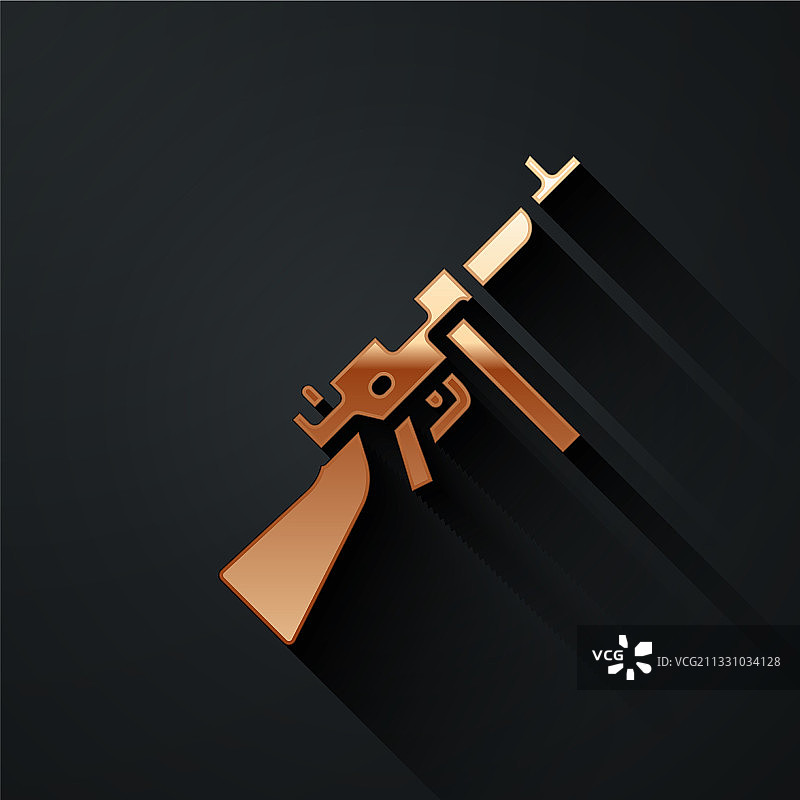 金色汤姆逊冲锋枪图标图片素材