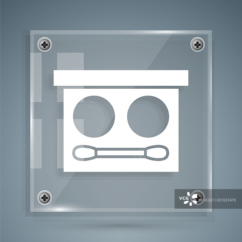 隔离的白色眼影盘与刷子图标图片素材