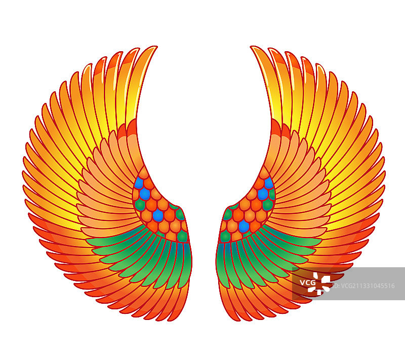 埃及风格手绘复古翅膀纹身图片素材