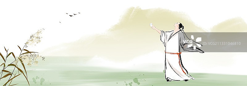 插画李白吟诗文学插图图片素材