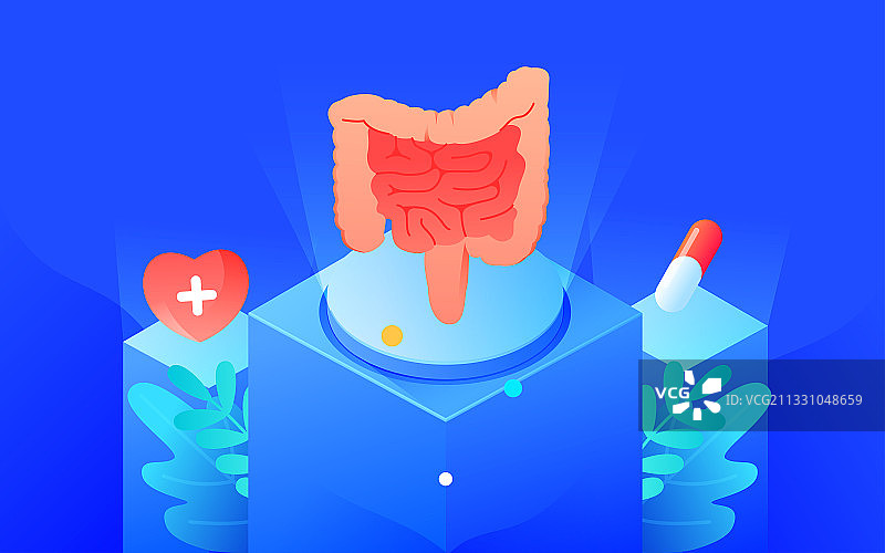 医疗健康身体器官疾病预防肠道炎症矢量插画图片素材