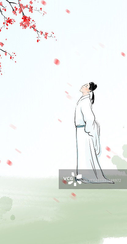 文学人物插画唐伯虎图片素材