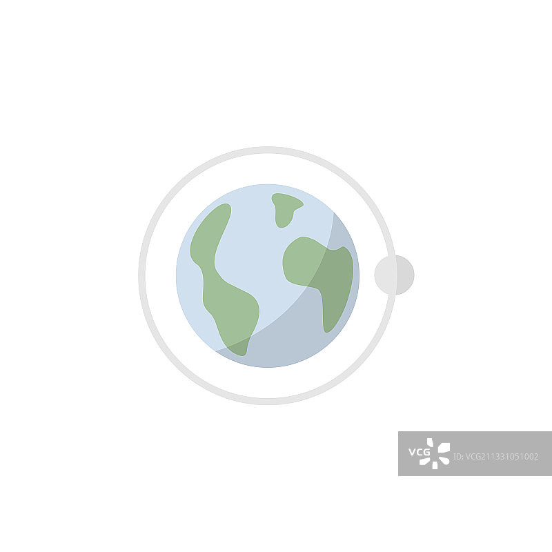 月球绕地球旋转扁平图标图片素材