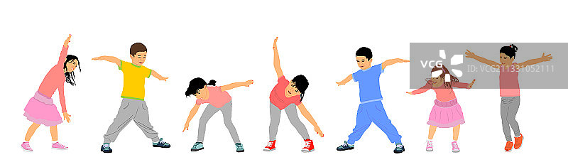 快乐的孩子们锻炼图片素材