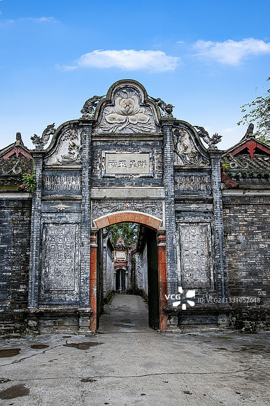 四川省大邑县刘文彩庄园牌楼图片素材