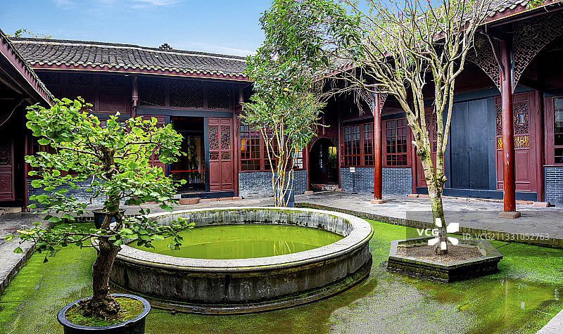 四川省大邑县刘文彩庄园园林图片素材