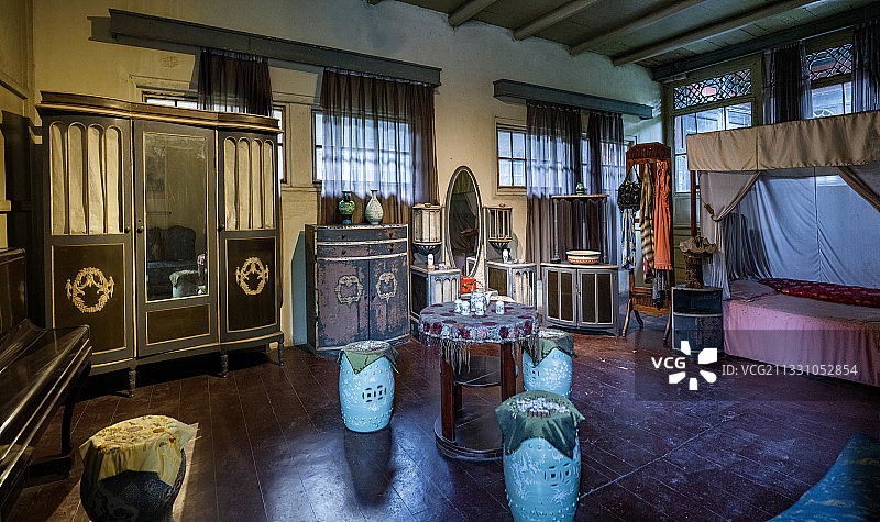 四川省大邑县刘文彩庄园卧房图片素材