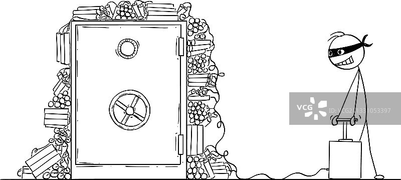 卡通蒙面强盗准备炸毁图片素材