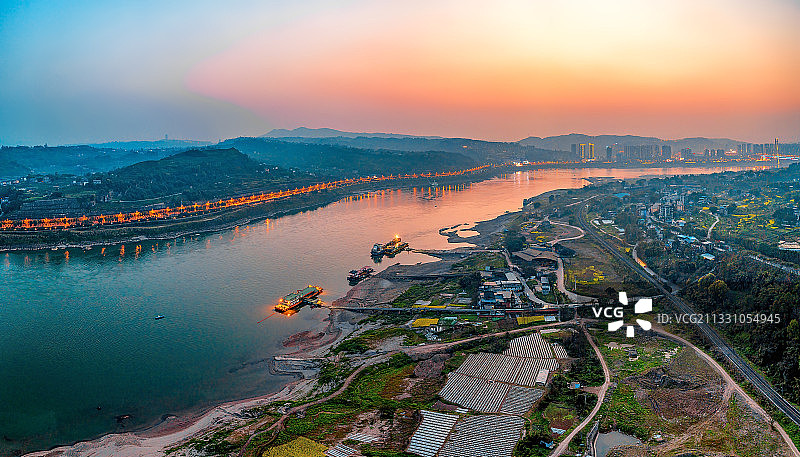 长江重庆江津段长江大桥美景图片素材