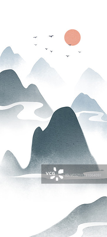 新中式山河图片素材