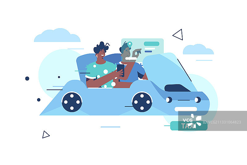 现代无人驾驶出租车服务图片素材