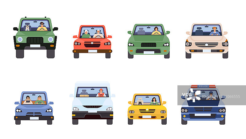 车内的人们：男女司机正面视角图片素材