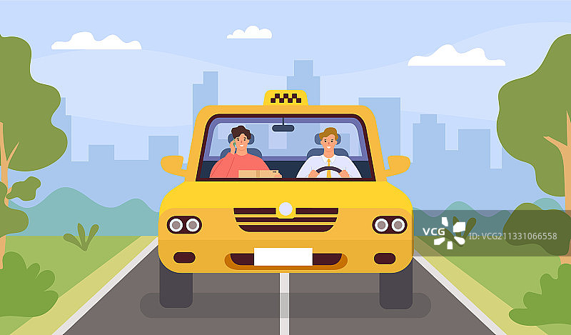 出租车司机与乘客图片素材