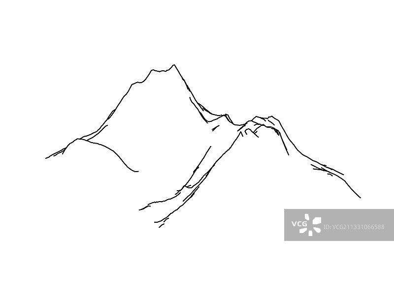 手绘山脉轮廓简笔画图片素材