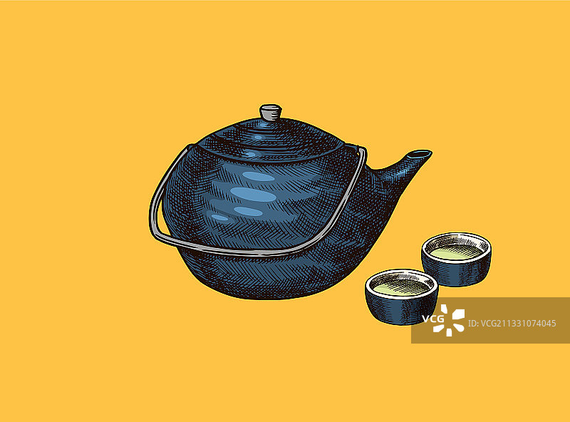 日本茶道茶壶和传统碗图片素材