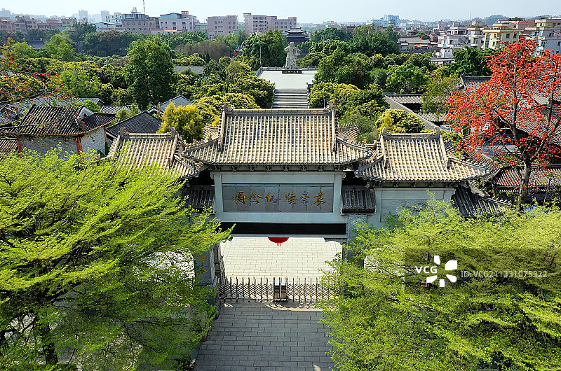 广东省东莞市石碣镇袁崇焕纪念园航拍图片素材