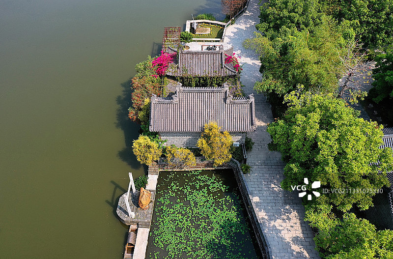 广东省东莞市石碣镇袁崇焕纪念园航拍图片素材